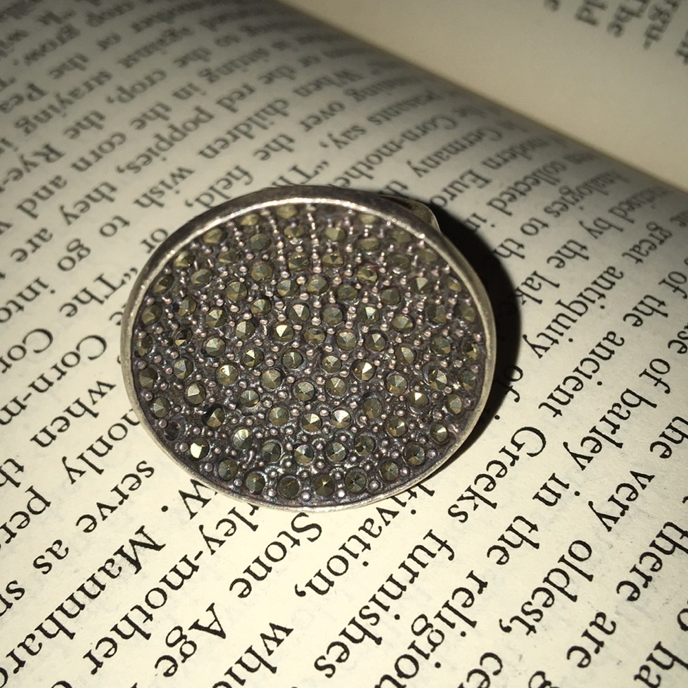 Patera Bowl ring spilling over with marcasite.